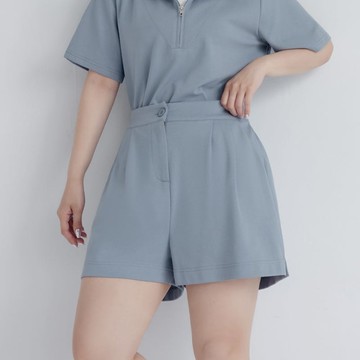 夏日多色打褶後鬆緊短褲 中大尺碼褲子