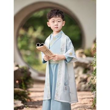 中秋節男童漢服書生兒童古裝少爺服秋國學幼兒男孩演出服朗誦比賽