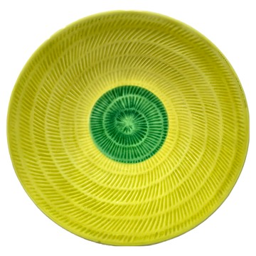 佐和陶瓷 盛皿 日本製造 陶瓷材質 適用溫度 -30°C~100°C  黃釉一點綠  23.5 ｘ 5.5cm  1個