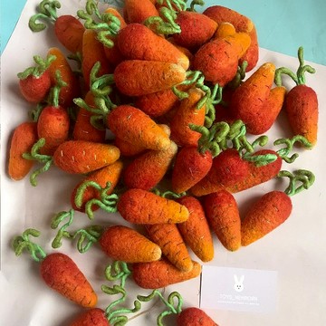感覺胡蘿蔔。 氈制蔬菜。照片道具。 微型胡蘿蔔。
