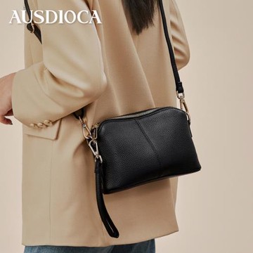 澳迪佳手拿包女2025新款時尚百搭真皮單肩斜挎包女小包多層貝殼包