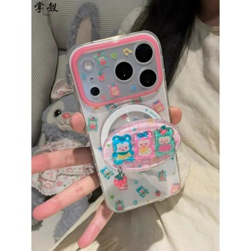 ins萌趣彩色卡通糖果小熊 適用iPhone 17 13 14 15 16 Pro Max 磁吸 支架 手機殼 全包防摔