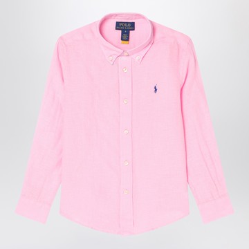 Pink linen button-down shirt