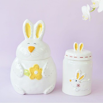 寵物骨灰盒 可愛浮雕立體兔子造型密封防潮 貓咪狗兔子倉鼠收納罐 d8012