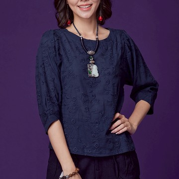 古典美 刺繡七分袖上衣【58024】棉麻/亞麻/中國風/漢服/茶禪服