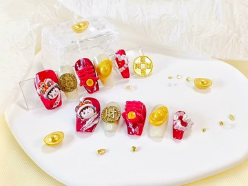 【YUE】舞獅迎春-紅金財運立體穿戴甲