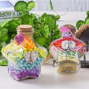 許愿瓶星星紙成品儲物罐木塞透明五角星玻璃瓶漂流瓶生日畢業禮物