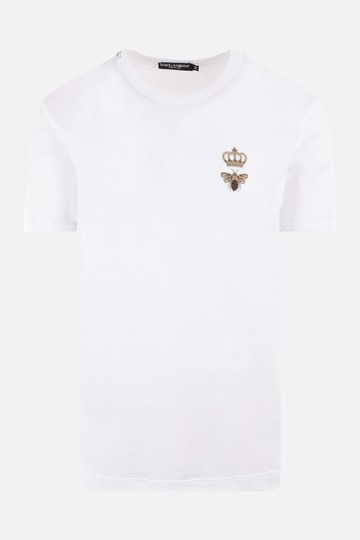 DOLCE & GABBANA cotton t-shirt with Bee and Crown embroidery Man
