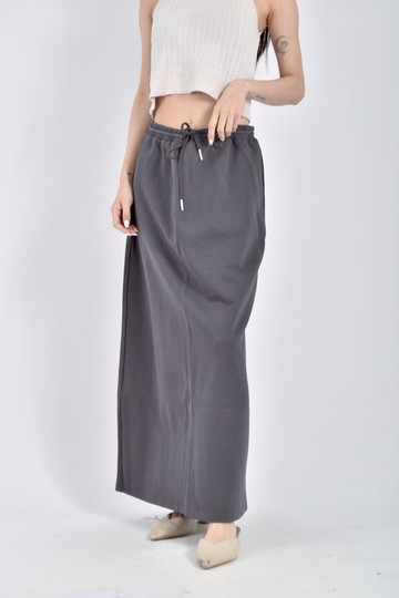 加購優惠(XL) the madre鬆緊腰抽繩鐵灰色長裙