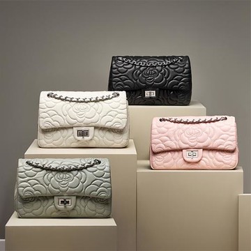 【愛戀花草】真皮山茶花小香晚宴包 (頂級小羊皮、低調奢華、簡單無LOGO、F012)