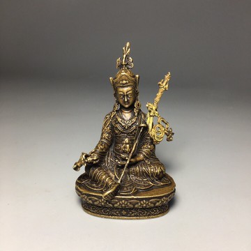 古玩古董銅器佛像收藏寸佛密宗藏佛銅像蓮花生大仕隨身像純銅鑄造