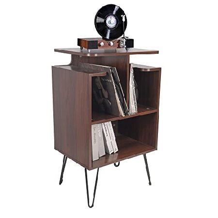 Record Player Stand, Turntable Stand with Record Storage, Vinyl Record Storage Cabinet with Metal Legs, Record Player Table Holds Up to 150 Albums for