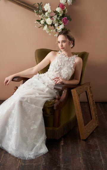 Chloe 立體蝴蝶蕾絲花禮服