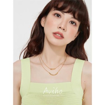 aviho 個性簡約微笑造型不規則項鏈輕奢小眾疊戴鎖骨鏈新款女