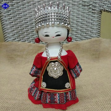 少數民族娃娃土家族桌面擺件特色娃娃幼兒園教學裝飾品紀念品禮物