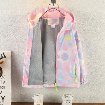 女童沖鋒衣兒童外套新款春秋上衣小女孩褂子中大童洋氣6歲7加絨潮