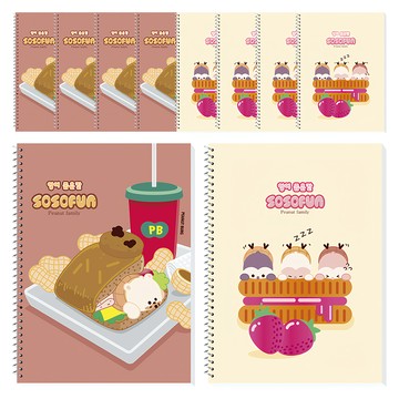 DADA 花生家族 窄行英文輕薄小學生螺旋筆記本 10入組 (款式隨機出貨)  顏色隨機  10個