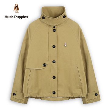 Hush Puppies 外套 女裝知性半高領刺繡小狗風衣外套