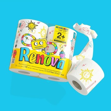 葡萄牙進口童趣塗鴉彩色印花滾筒紙巾四入(包)_四組 童趣塗鴉款