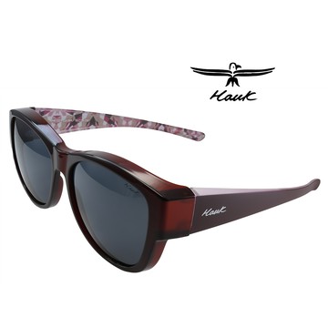 Hawk 專業偏光套鏡 偏光太陽眼鏡 護眼防曬 HK1021 09A 深酒紅框深灰偏光鏡片 公司貨