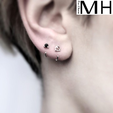 簡約耳釘女氣質韓國個性耳飾黑色耳環防過敏耳圈小耳釘男耳環飾品
