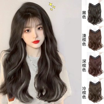 [台灣出貨附發票] 掛耳染 一片式髮片假髮女 假髮片 半頭髮片 半頭假髮片 V型假髮片 V型髮片 增加髮量 隱形髮片