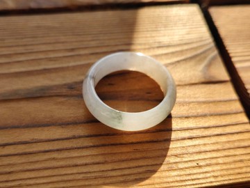 【親翠】天然翡翠 冰飄綠花簡簡單單手指鐲18號戒圈