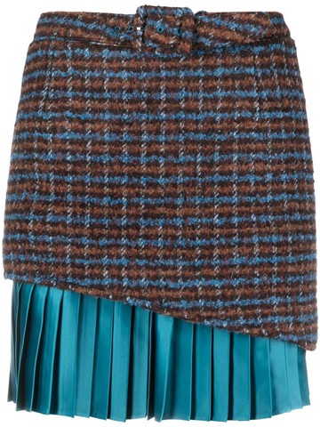 Andersson Bell - layered checked mini skirt - women - Wool/Mohair/Polyester/Alpaca Wool/Polyester - 40 - Blue