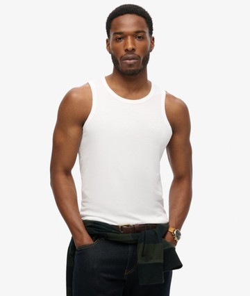 Superdry Mens Classic Essential Logo Vest Top, White, Size: M