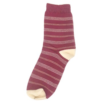 VOLA 維菈 百搭撞色條紋長襪 4雙組 棉質 柔軟親膚 透氣乾爽 天然舒適  22~26cm  紅色