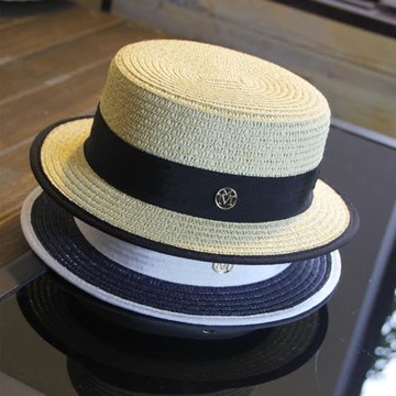 碧欲|新款復古平頂平沿草帽小禮帽巴拿馬雜志明星遮陽女士帽子
