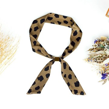 小牛村 小領巾 髮帶 輕薄絲巾  細緻柔綿【經典豹紋】A-248