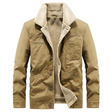 【巴黎精品】軍裝外套休閒夾克-冬季羊羔絨工裝寬鬆男外套4色a1ck51