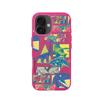 iPhone 16 Clear 粉漾桃 - Jurassic Park/ Jurassic World - 彩色恐龍圖騰