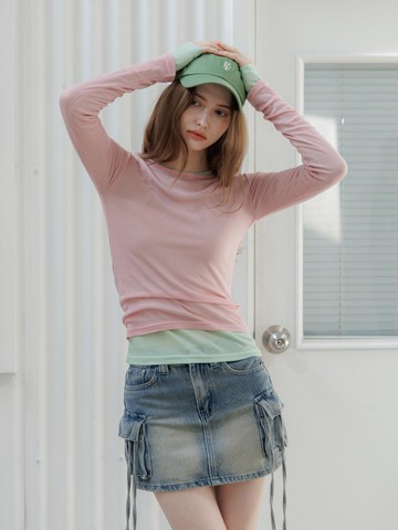 Layered Long Sleeve Tencel T-Shirt