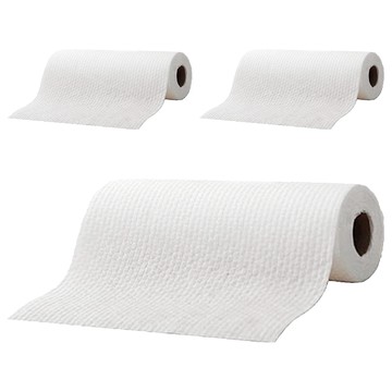 乾濕兩用懶人抹布 - 白色 木漿+PP材質 25x25 公分 50張/卷  1入  3捲