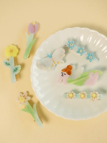 花園系列 花園精靈 鬱金香 雛菊 小蒼蘭 蝴蝶 髮夾 鴨嘴夾