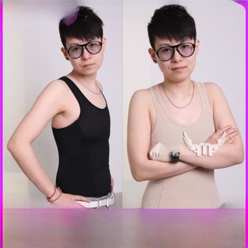 加強健康棉冰絲中性女內透氣背心縮胸塑身衣t束胸顯小大碼打底