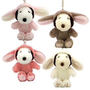小禮堂 FUWAKUTA 史努比 絨毛玩偶鑰匙圈吊飾 (垂耳兔裝款)