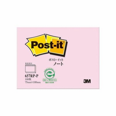 スリーエム　ジャパン Post-it 再生紙ノート 657RP-P ピンク