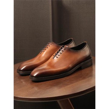 TRD意大利商務真皮皮鞋男潮手工擦色牛津鞋系帶真皮男鞋韓版婚鞋
