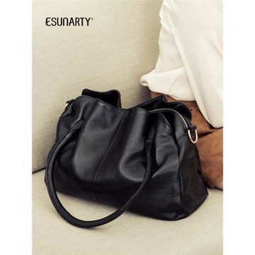 ESUNARTY真皮托特包女2026新款大容量單肩手提手拎包女軟皮媽媽包