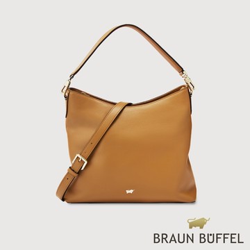【BRAUN BUFFEL 德國小金牛】台灣總代理 蘿拉-M 大斜背包-淺棕色/BF855-26-CS