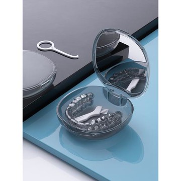 收納盒隱形牙套的盒子攜帶正畸牙齒矯正器透明帶鏡子ins放保持器