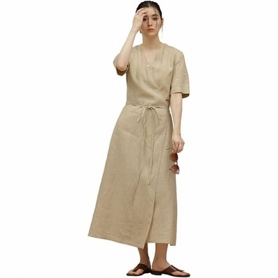 リネンカシュクールワンピースの通販 383件の検索結果 | LINEショッピング