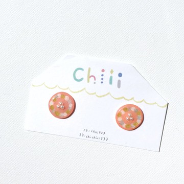 草莓薄餅貼耳夾式/針式耳環