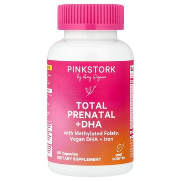 Pink Stork, 綜合產前 + DHA，薄荷，60 粒膠囊