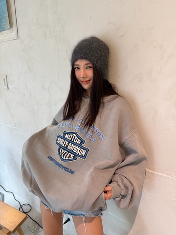 雙色仿舊Oversized圖案口袋大學Tee