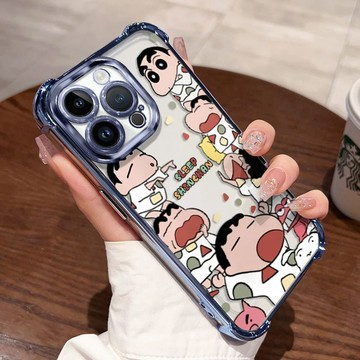 三星卡通睡衣小新保護殼 高質感電鍍外殼 相容 S25 S24 S23 S22Ultra Note20 A82 A73 A