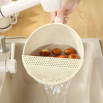 日常實用✨家用新款塑料淘米器廚房多功能瀝水籃洗菜盆五穀雜糧加厚細孔